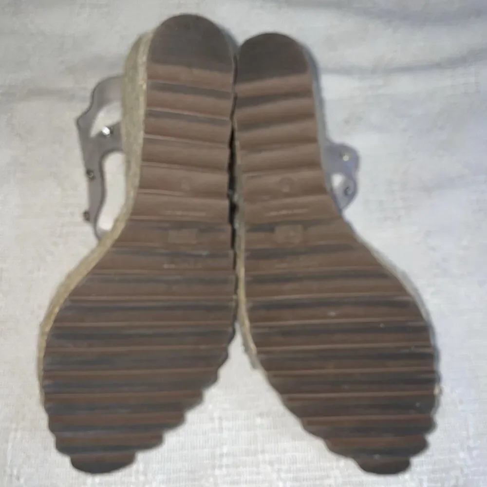 Schutz Women’s Wedge Espadrilles Size 9.5 B Clear Straps Jute Beach Cruise Fun